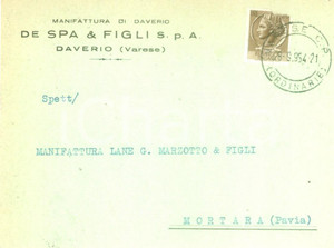 Cartolina originale da collezione 1954 DAVERIO (VA) Manifattura DE SPA & FIGLI *Cartolina commerciale FG VG 1