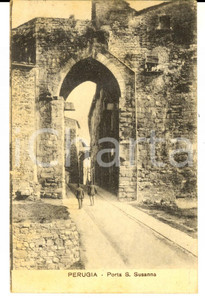 Cartolina originale da collezione 1920 PERUGIA Porta S. Susanna *Cartolina a Cesare SALADINI DE MORESCHI FP 1