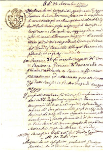 Documento originale, autentico 1790 AREZZO Testimonianza Pasquino CAPPETTI vs Giuseppe SCORTECCI Manoscritto 1