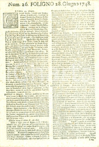 Giornale, rivista storica 1748 GIORNALE DI FOLIGNO n 26 Attacchi contro i GalloIspani su alture di GENOVA 1