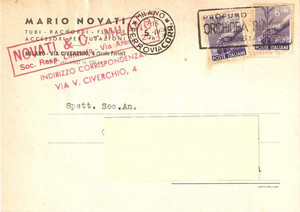 Cartolina originale da collezione 1949 MILANO Ditta Mario NOVATI Tubi Raccordi Flange Cartolina Commerciale 1