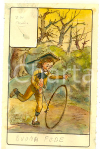 Stampa, bozzetto originale 1946 TAROCCHI Carta divinatoria originale olio su carta ENRICO SACCHI 2 fiori 1