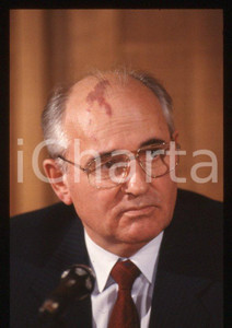 Fotografia d epoca originale 35mm vintage slide 1989 MILANO Michail GORBACHEV President USSR Portrait 74 1