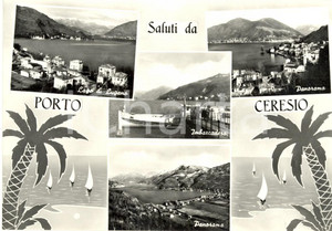 Cartolina originale da collezione 1960 ca PORTO CERESIO VA Vedutine paese e imbarcadero sul Lago di LUGANO NV 1