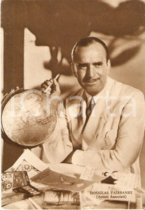 Cartolina originale da collezione 1937 CINEMA Douglas FAIRBANKS Ritratto con mappamondo *Cartolina FG NV 1