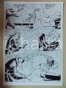 Opera d’arte autentica 2001 WAMPUS Luciano BERNASCONI Raggi laser contro guerriero alieno Tavola LUBE 1