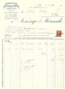 Documento originale, autentico 1937 ASTI Ditta NOSENGA E MORANDO Budella salate Coloniali e affini Fattura 1