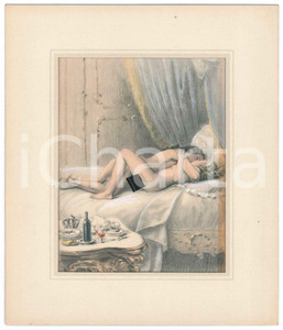 1950 ca VINTAGE EROTIC Sex in XVIIIth century - Couple on the bed - Engraving  Stampa originale d'epoca, con passepartout in cartoncino.Ritocchi manuali. GOOD/buono  Formato: 14x17 cm originale e autentica 1