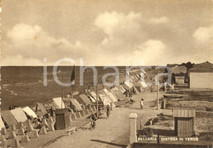 Cartolina originale da collezione 1940 ca BELLARIA-IGEA MARINA (RN) Veduta spiaggia con bagnanti e ombrelloni *NV 1