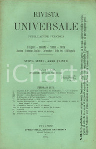 Giornale, rivista storica 1871 RIVISTA UNIVERSALE Soppressione dei Gesuiti *Rivista Anno V nÂ° 100 1