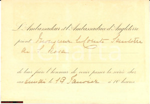 Oggetto da collezione cartaceo 1909 ROMA Invito per serata Ambasciatore d Inghilterra 1