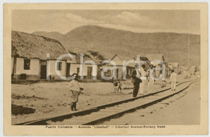 1924 PUERTO COLOMBIA Avenida Libertad - Railway track *ANIMATED vintage postcard  Cartolina postale d'epoca, viaggiata.CONDIZIONI: GFORMATO: FP    originale e autentica 1
