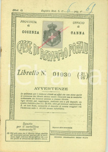 Documento originale, autentico 1947 CANNA CS Casse di Risparmio Postali Luigi COSENTINO Libretto fruttifero 1