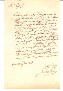 Documento originale, autentico 1856 PADOVA Avv. Giovanni Battista FANZAGO su saldo debito pro cliente Lettera 1