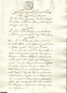 Documento originale, autentico 1862 TORINO Conte BIANDRA' REAGLIE vs Pietro CALCAGNO 1