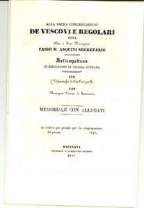 Libro, pubblicazione d epoca 1845 MACERATA Settempedana di grazia pro orfanotrofio COLLIO  PARTEGUELFA 1