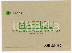Materiale pubblicitario d’epoca 1950 Milano - Pellicce MAFFIOLI, reclame d'epoca 1
