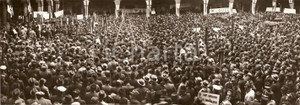 Fotografia d epoca originale 1938 MILANO Folla nel Cortile della ROCCHETTA per discorso del DUCE Foto doppia 1