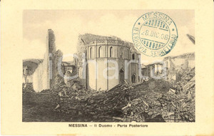 Cartolina originale da collezione 1908 MESSINA Macerie del Duomo colpito dal TERREMOTO Cartolina FP NV 1