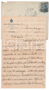 Autografo originale 1920 PIACENZA Carlo STEINER Sono in pelago col mio lavoro AUTOGRAFO 1