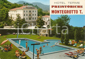 Cartolina originale da collezione 1973 MONTEGROTTO TERME PD Bagno in piscina Hotel TERME PREISTORICHE Vintage 1