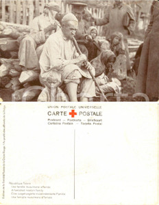 Cartolina originale da collezione 1920 ca REPUBBLICA TATARA Famiglia musulmana affamata *Cartolina CROCE ROSSA 1
