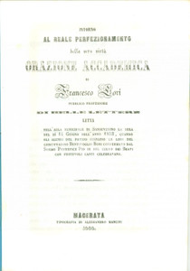Libro, pubblicazione d'epoca 1858 SAN SEVERINO MARCHE Francesco LORI Perfezionamento della vera virtù (3) 1