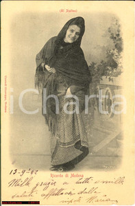 Cartolina originale da collezione 1902 MODENA Donna in costume modenese FP VG 1
