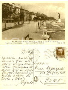 Autografo originale 1935 VERBANIA INTRA Albergo Leon d Oro Autografo Alfredo DEGASPERI alla moglie 1