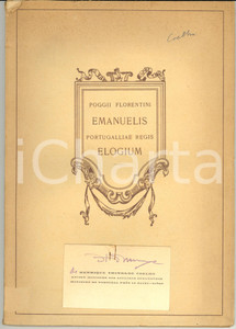 Libro, pubblicazione d epoca 1934 Joh. Francisci Poggii Florentini  Emanuelis Portugalliae regis elogium 1