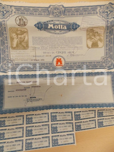 Oggetto da collezione cartaceo 1961 MILANO MOTTA dolciaria ed alimentare Titolo da 5 azioni con cedole 1