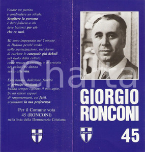 Materiale pubblicitario d’epoca 1985 PADOVA Giorgio RONCONI Candidato DC Elezioni amministrative Pieghevole 1