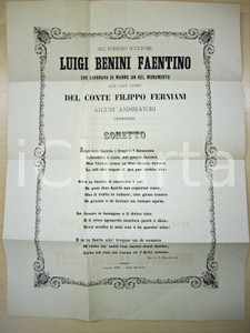Documento originale, autentico 1880 FAENZA Luigi BENINI monumento a Filippo FERNIANI  Manifesto 1
