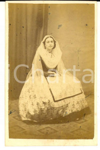 Fotografia d epoca originale 1870 ca ATENE Ritratto di nobildonna in abito tradizionale Fotografia CDV 1