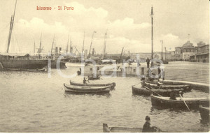 Cartolina originale da collezione 1920 ca LIVORNO Veduta del porto Cartolina ANIMATA FP NV 1