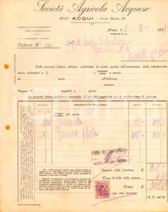 Documento originale, autentico 1929 ACQUI TERME AL SocietÃ  Agricola ACQUESE  Prodotti per agricoltura 1
