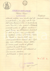 Documento originale, autentico 1935 CASTELLINALDO CN Certificato medico Alfero CERESINO in servizio 1