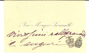 Oggetto da collezione cartaceo 1920 ca SONDRIO Biglietto da visita Nice SARCINELLI MERIZZI Autografo 1