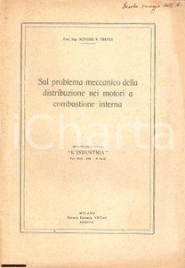 Libro, pubblicazione d epoca 1928 Scipione TREVES Sul problema della distribuzione nei motori 1