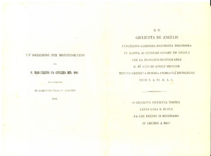 Documento originale, autentico 1852 MONTEFORTINO Iscrizione padre Marcellino da Civezza Giulietta DE ANGELIS 1