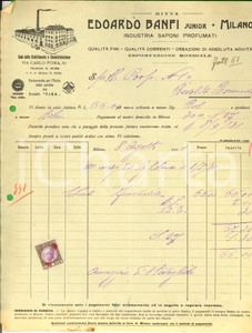 Documento originale, autentico 1931 MILANO Via Poma 61 Edoardo BANFI Junior  Saponi profumati Fattura 1