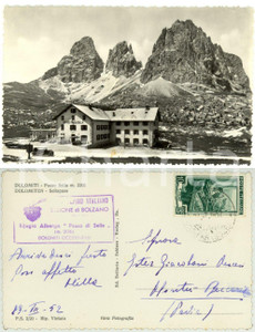 Autografo originale 1952 PASSO SELLA BZ Veduta del rifugio Autografo Milla GIACOBONI Cartolina 1