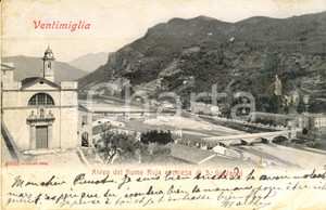 Cartolina originale da collezione 1904 VENTIMIGLIA IM Alveo fiume ROJA e Chiesa di SAN GIOVANNI Cartolina FP VG 1