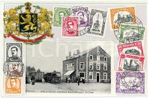 1922 BELGIQUE MARCOUR Hotel de l'Ourthe  - Carte postale "L'Union fait la force" Cartolina postale d'epoca, non viaggiata, con timbro "Souvenir de la Belgique".FORMATO: FPCONDIZIONI: G    originale e autentica 1