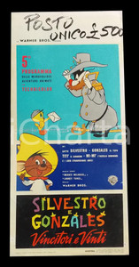 Materiale cinematografico d’epoca 1962 GATTO SILVESTRO E SPEEDY GONZALES Vincitori e vinti Manifesto LOONEY TUNES 1