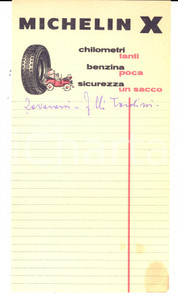 Materiale pubblicitario d’epoca 1965 Pneumatici MICHELIN  Foglio per appunti PUBBLICITARIO ILLUSTRATO 1