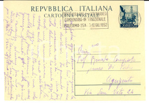 Manoscritto, lettera originale 1952 PALERMO Laura MANFRINO al marito prof. Renato COMPOSTO Cartolina FG 1
