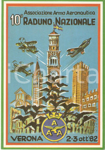 Cartolina originale da collezione 1982 VERONA Associaz. Arma Aeronautica 10° Raduno Naz. Illustrata AINARDI FG NV 1