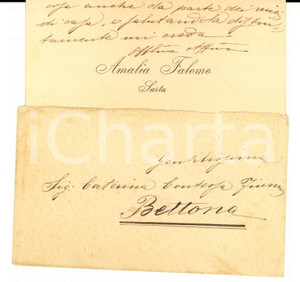 Oggetto da collezione cartaceo 1896 PERUGIA Lavori della sarta Amalia FALOMO per la contessa FIUMI 1
