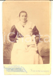Fotografia d epoca originale 1890 ca SALSOMAGGIORE TERME PR Balia con bambino Foto Achille COEN 1